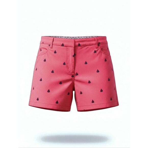 British Khaki Pants - British Khaki Pink Shorts Embroidered Sailboats Cotton Stretch size 6 Pockets
